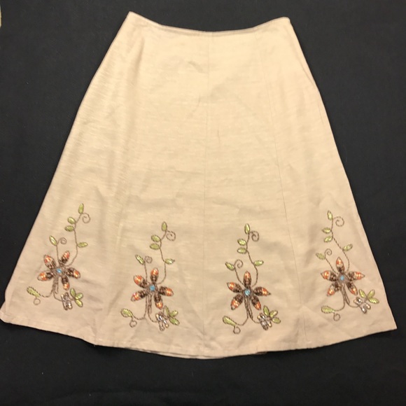 SILKLAND Beige size 6 A-line Skirt 100% silk - Picture 1 of 5